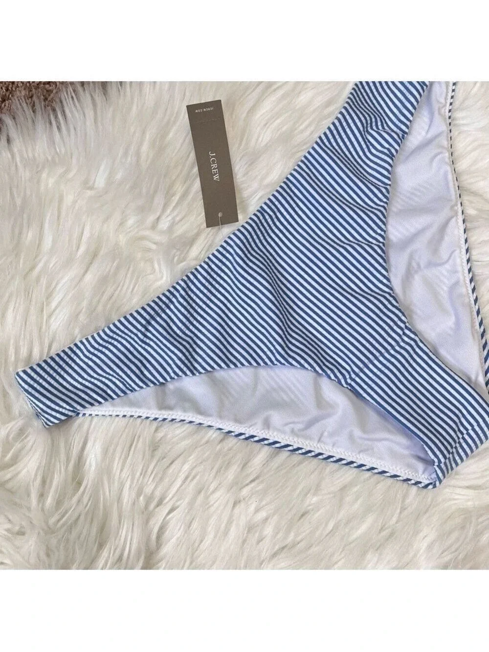 J Crew Blue White Striped Bikini Bottoms Large